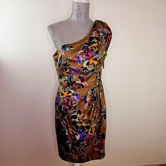 Trina Turk Silk One Shoulder Sleeveless Floral Dress Size 10 - Picture 1 of 7